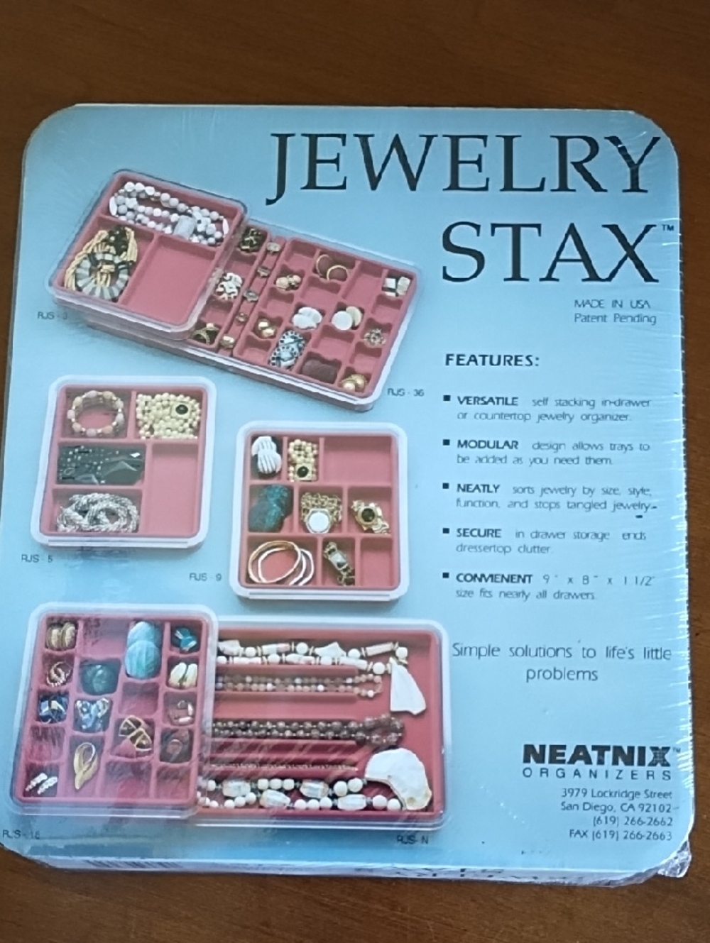 Neatnix Jewelry Stax Tray 9 Compartments Clear Cover Secure Modular Storage